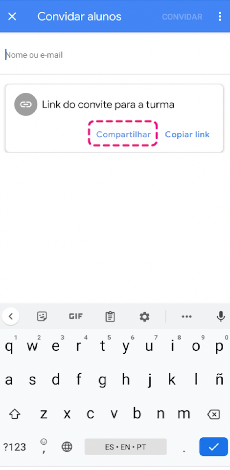 como compartilhar o convite do google sala de aula pelo whatsapp - imagem1